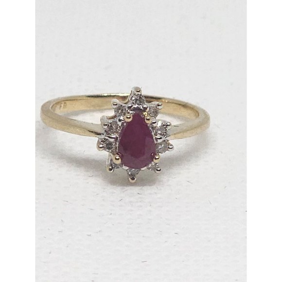 10K YELLOW GOLD RUBY & DIAMONDS RING  SIZE 4 - Picture 8 of 8